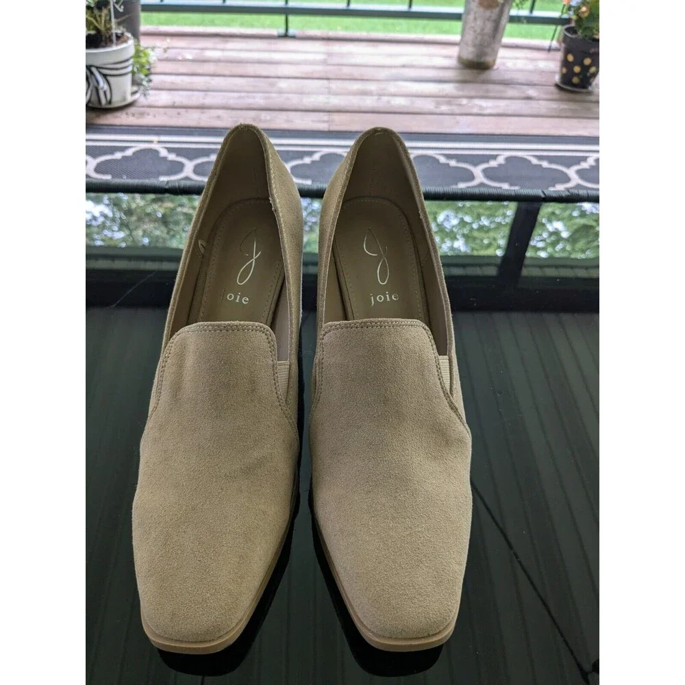 Joie Shoes Womens Sz 9.5 Wevenly Casual Comfort Tan Suede Block Heels Academia